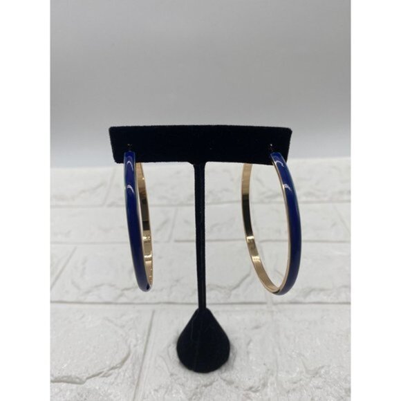 Women’s Big Enamel Hoop Earrings with Rose Gold Tone Plated, Nickel-free Stainle - Picture 3 of 10
